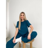 Жіночий прогулянковий костюм кольору морської хвилі 32025