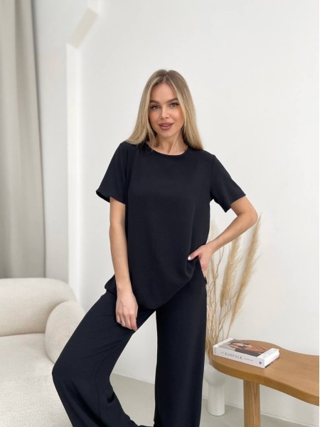 Жіночий прогулянковий костюм чорного кольору 32034