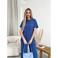 Жіночий прогулянковий костюм синього кольору 32035