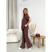 Жіночий прогулянковий костюм коричневого кольору 32038