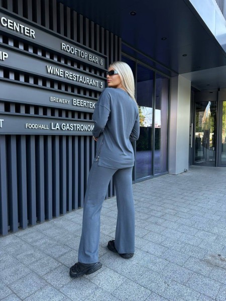 Жіночий повсякденний костюм графiтового кольору 32040