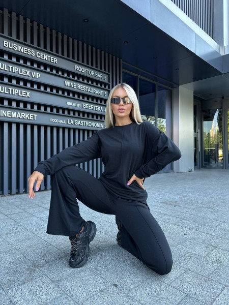 Жіночий повсякденний костюм чорного кольору 32042