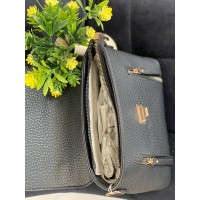 Жіноча сумка-портфель з пористої еко-шкіри чорного кольору 32066