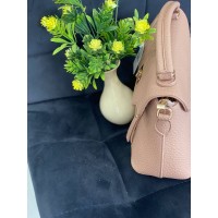 Жіноча сумка-портфель з пористої еко-шкіри пудрового кольору 32067