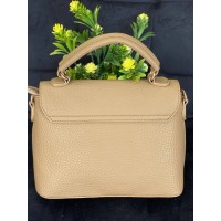 Жіноча сумка-портфель з пористої еко-шкіри бежевого кольору 32069