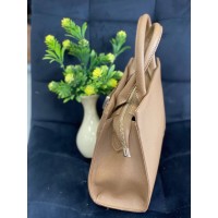 Жіноча дiлова сумка з пористої еко-шкіри кавового кольору 32074