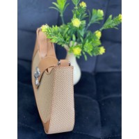 Маленька жіноча сумка-багет із еко-шкіри коричневого кольору 32078