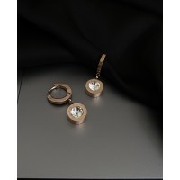 Серьги круглый замок золотого цвета 32081