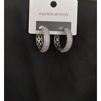 Сережки з камінчиками замок - кільце срібного кольору 32084