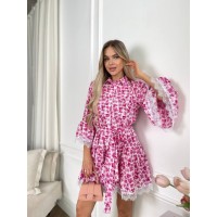 Легка сукня з мереживом малинового кольору 32087