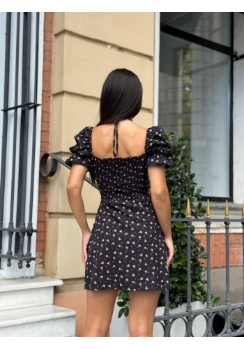 Коротка сукня з розрізом чорного кольору 32093