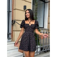 Коротка сукня з розрізом чорного кольору 32093