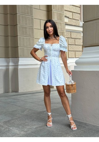 Коротка сукня з розрізом молочного кольору 32096