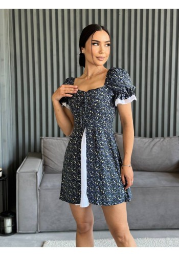 Коротка сукня з розрізом чорно-бiлого кольору 32099