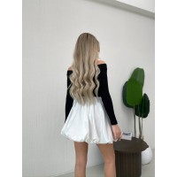 Короткая юбка-баллон белого цвета 32100