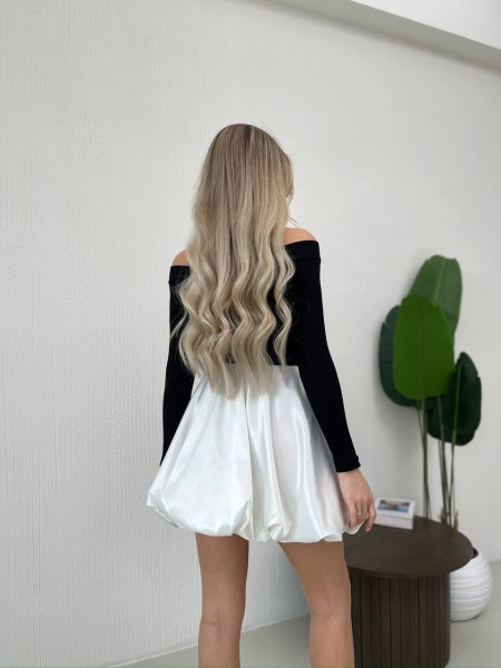 Короткая юбка-баллон белого цвета 32100