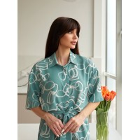 Длинное платье-рубашка фисташкового цвета 32117