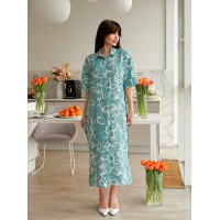 Длинное платье-рубашка фисташкового цвета 32117