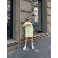 Легка сукня-футболка з малюнком жовтого кольору 32128