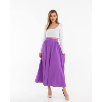 Жіноча легка спідниця міді фіолетового кольору 32130