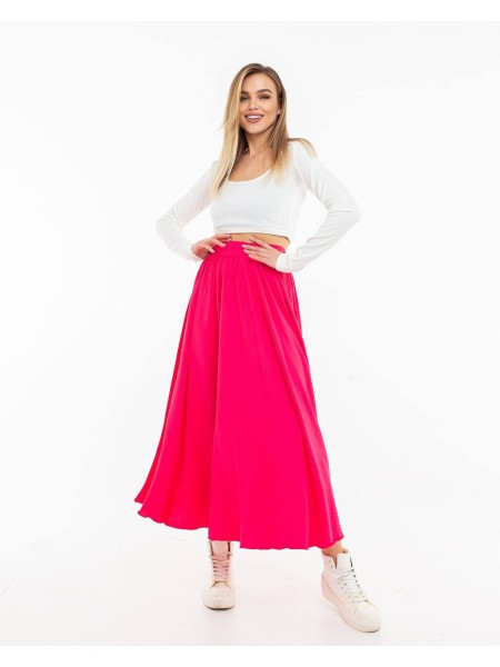 Женская легкая юбка миди малинового цвета 32131