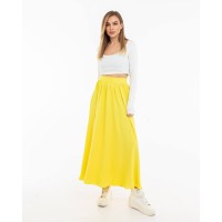 Женская легкая юбка миди желтого цвета 32133