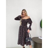 Легка сукня міді у квiтку чорного кольору 32148