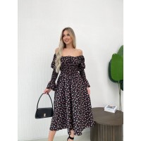 Легка сукня міді у квiтку чорного кольору 32148