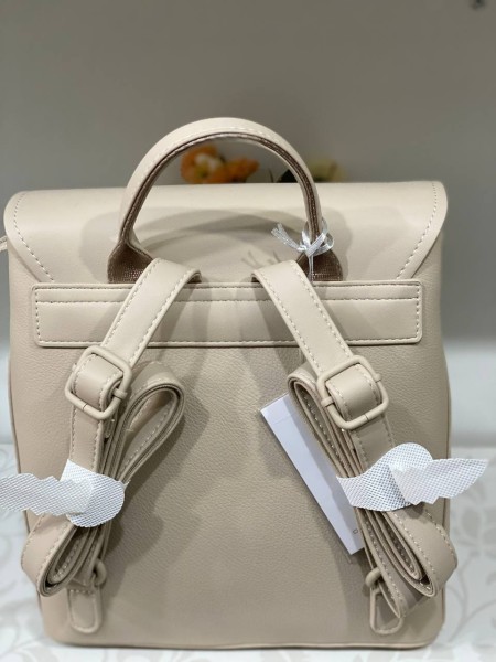 Жіночий брутальний рюкзак із еко-шкіри бежевого кольору 32154