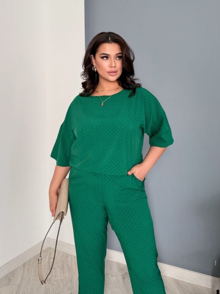 Легкий прогулянковий костюм зеленого кольору 32179