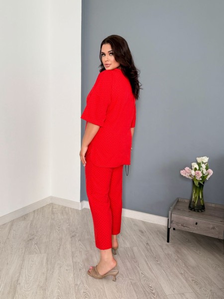 Легкий прогулянковий костюм червоного кольору 32182