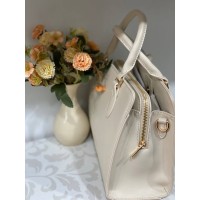 Жіноча базова сумка для роботи з еко-шкіри молочного кольору 32196