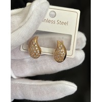 Сережки "Кристальні сльози" англійський замок золотого кольору 32210