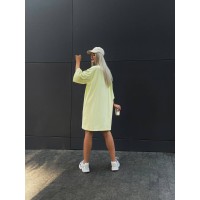 Бавовняна сукня-футболка з малюнком жовтого кольору 32213