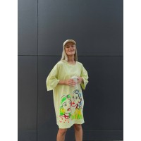 Бавовняна сукня-футболка з малюнком жовтого кольору 32213