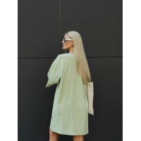 Бавовняна сукня-футболка з малюнком фiсташкового кольору 32214