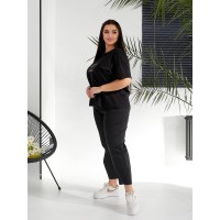 Женский костюм брюки+футболка черного цвета 32221