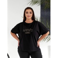 Женский костюм брюки+футболка черного цвета 32221