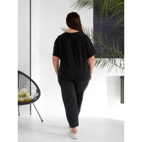Женский костюм брюки+футболка черного цвета 32221