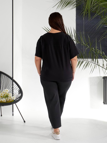 Жіночий костюм брюки+футболка чорного кольору 32221