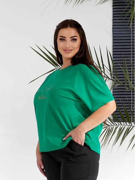Жіночий костюм брюки+футболка зеленого кольору 32222
