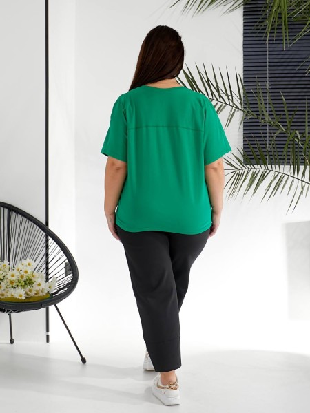 Жіночий костюм брюки+футболка зеленого кольору 32222