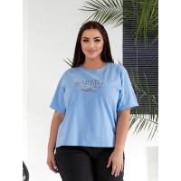 Жіночий костюм брюки+футболка блакитного кольору 32223