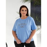 Жіночий костюм брюки+футболка блакитного кольору 32223