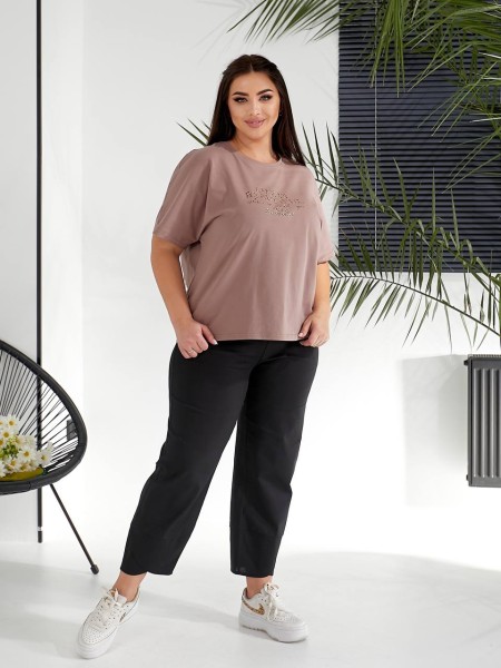 Жіночий костюм брюки+футболка кавового кольору 32224
