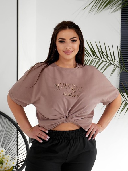 Жіночий костюм брюки+футболка кавового кольору 32224