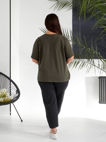 Жіночий костюм брюки+футболка кольору хакi 32225