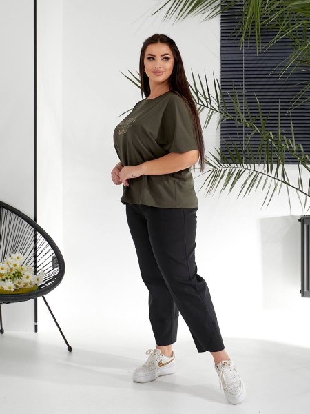 Жіночий костюм брюки+футболка кольору хакi 32225
