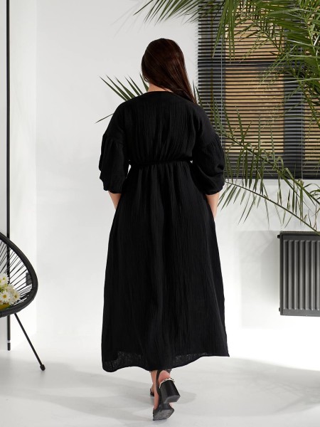Муслінова сукня мiдi чорного кольору 32228