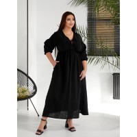 Муслінова сукня мiдi чорного кольору 32228
